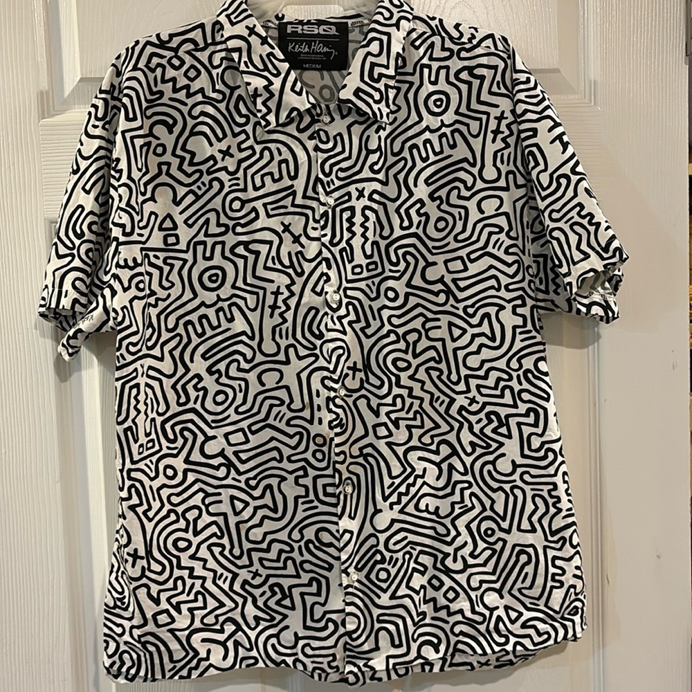 RSQ Keith Haring Art Design Casual Shirt.